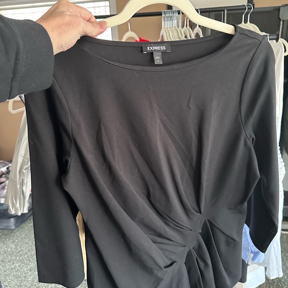 Express Women's Elegant Black Long Sleeve Top